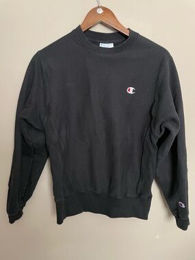 Champion Black Crewneck Sweatshirt Reverse Weave Men's Small